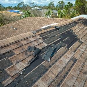 Roof with shingles falling off
