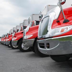 fleet of red trucks